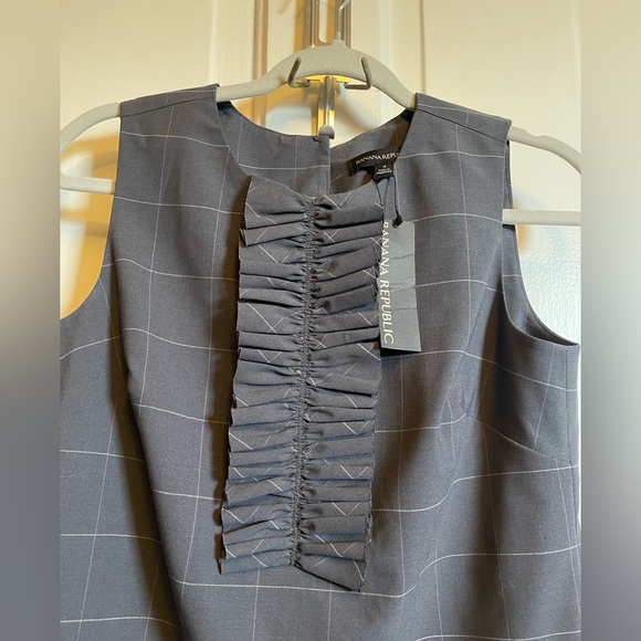 Banana Republic NWT Charcoal Checkered Blouse - Picture 8 of 14